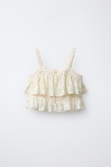 SAMARRETA DOBLE VOLANT FLORS - Verd / Cru de Zara