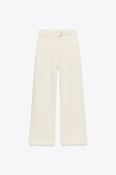 RUSTIC TROUSERS WITH BELT - Ecru by Zara