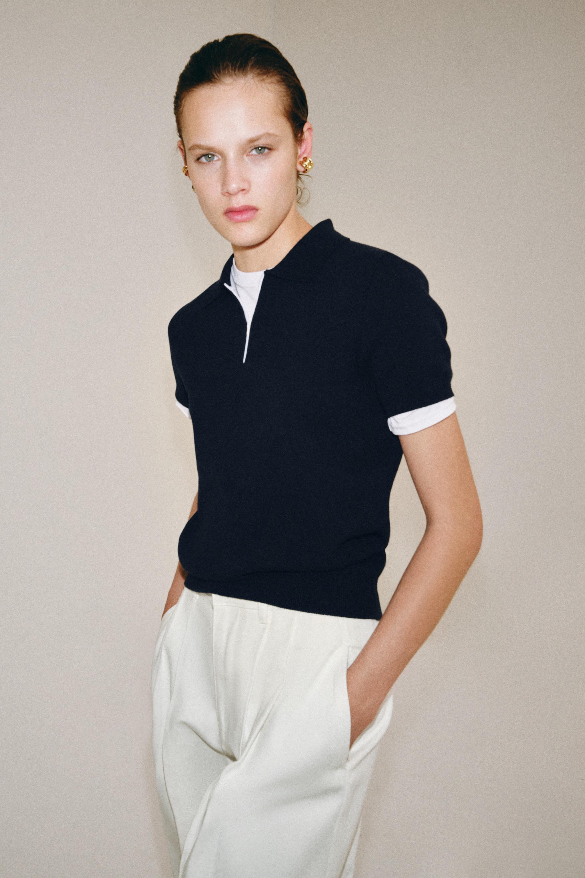 KNIT ZIP POLO SHIRT
