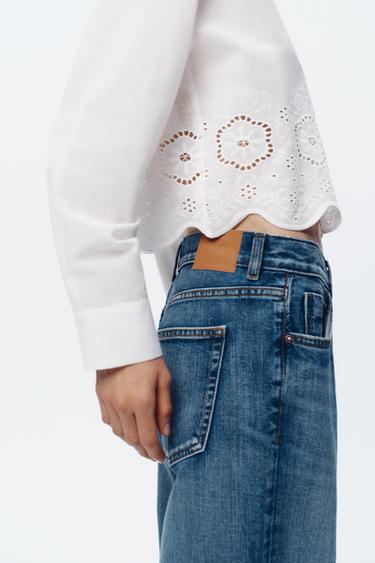 CHEMISE COURTE AVEC BRODERIES AJOURÉES - Blanc de Zara - Image 3