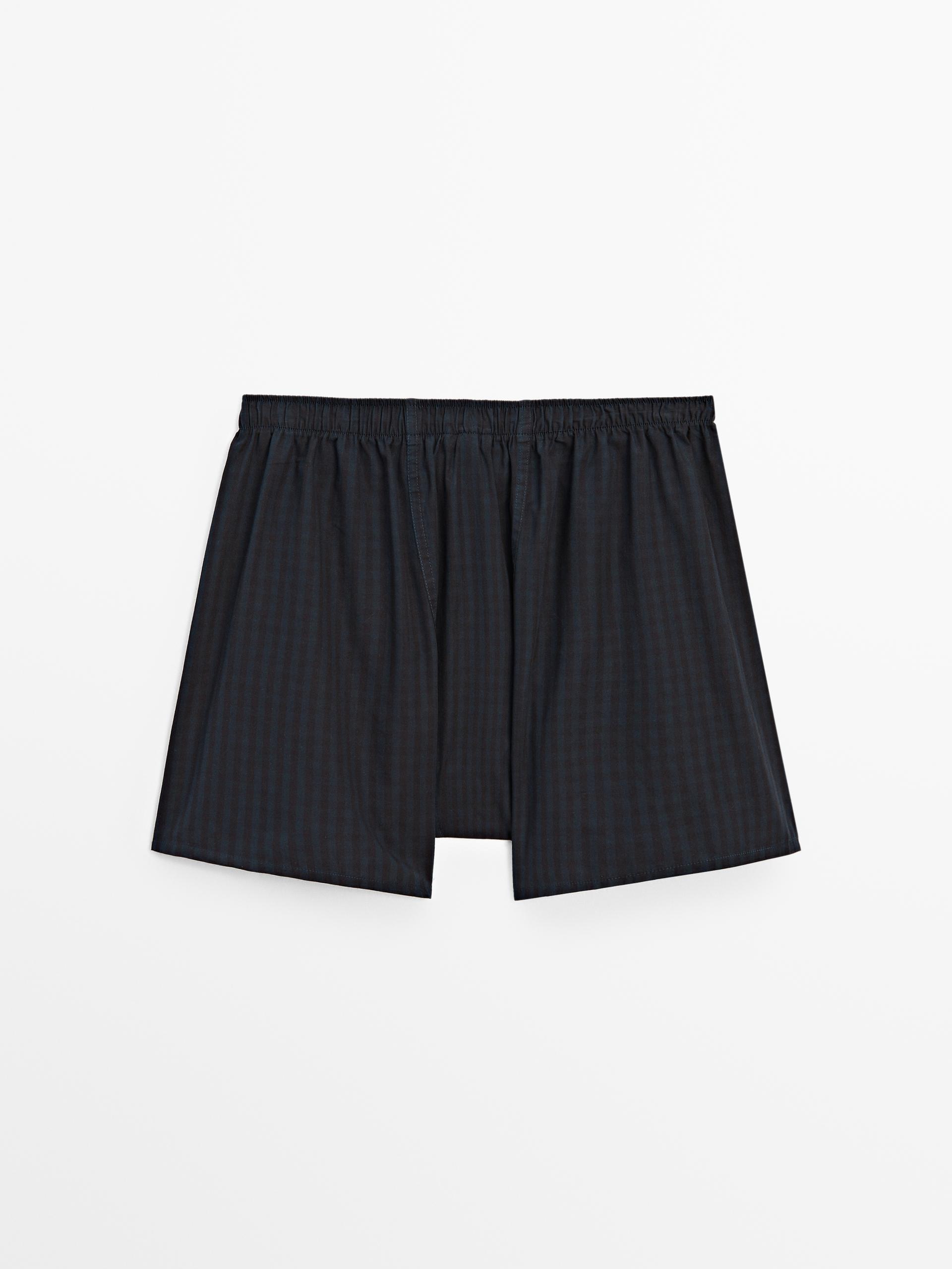 Navy blue check boxers