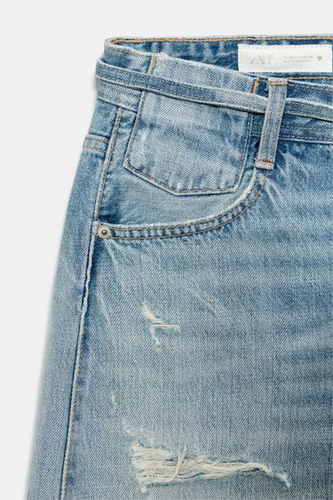 TRF RIPPED MID-RISE BAGGY JEANS - Light blue by Zara - Image 7