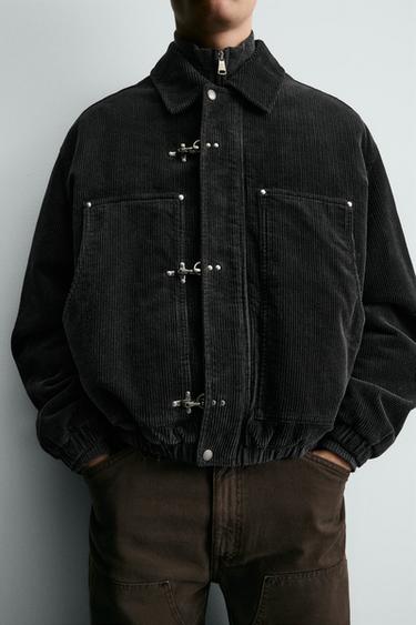 CORDUROY JACKET WITH FIREMAN CLASPS - Black by Zara - Image 4