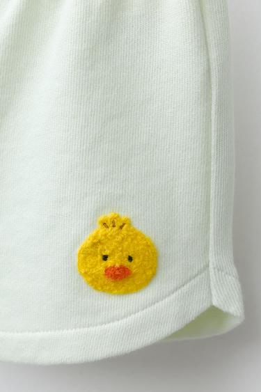 EMBROIDERED CHICK TERRY BERMUDA SHORTS - Light green by Zara - Image 3