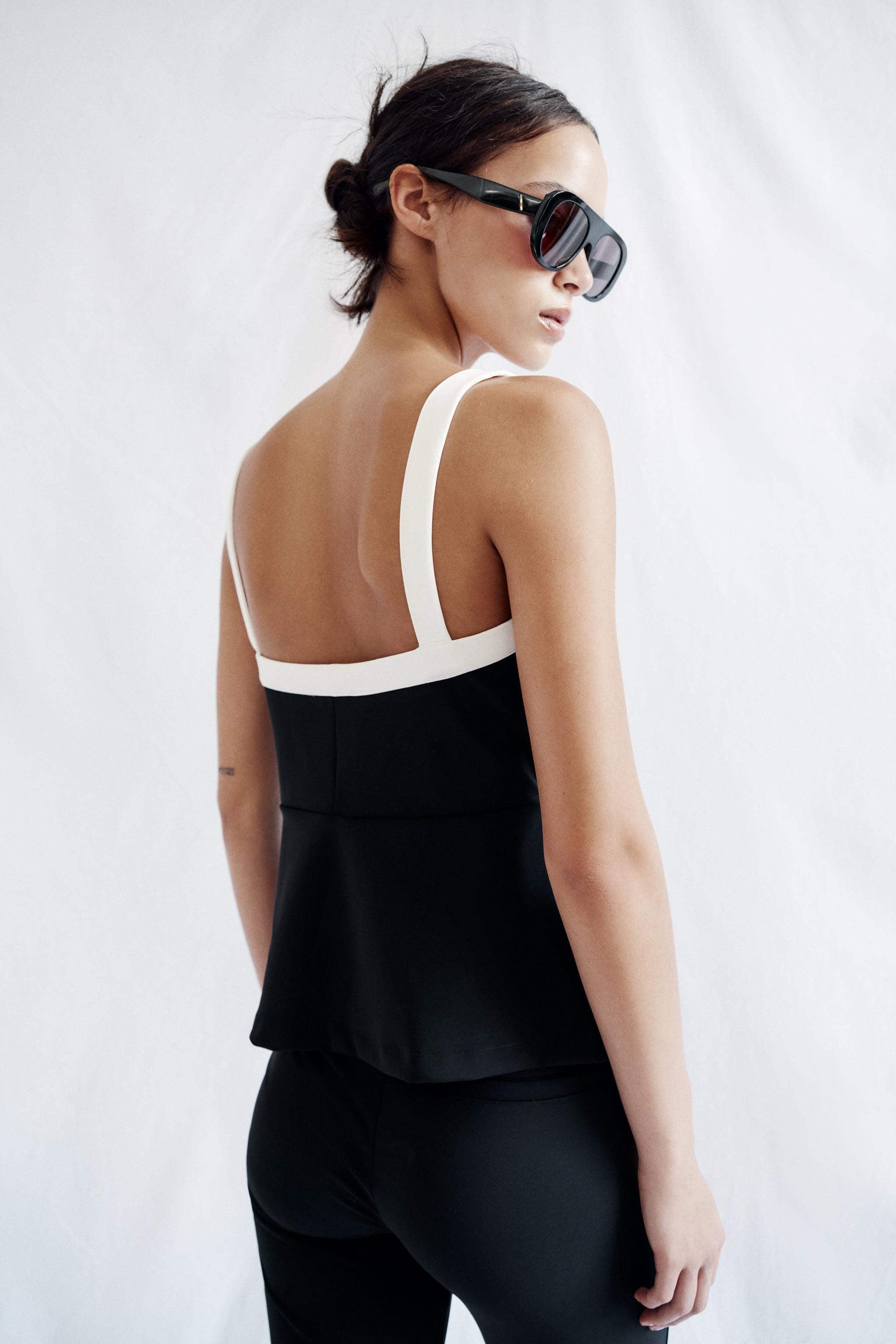 Женские топы Zara CONTRAST BUTTON TOP — фото 4
