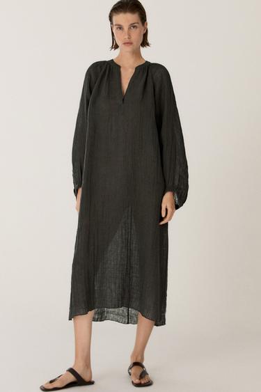 Chemisier fluide long 100 % lin -  de Zara