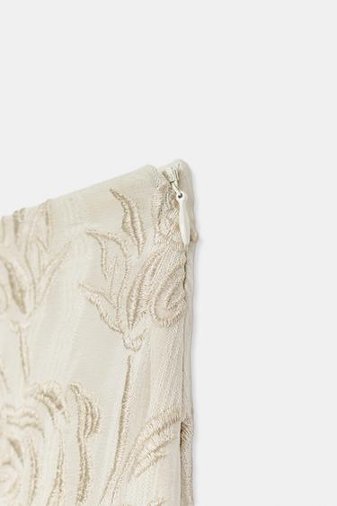 ZW COLLECTION EMBROIDERED FRINGED SKIRT - Ecru by Zara - Image 7