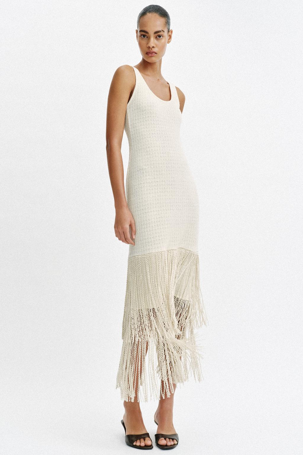 TEXTURED FRINGED DRESS