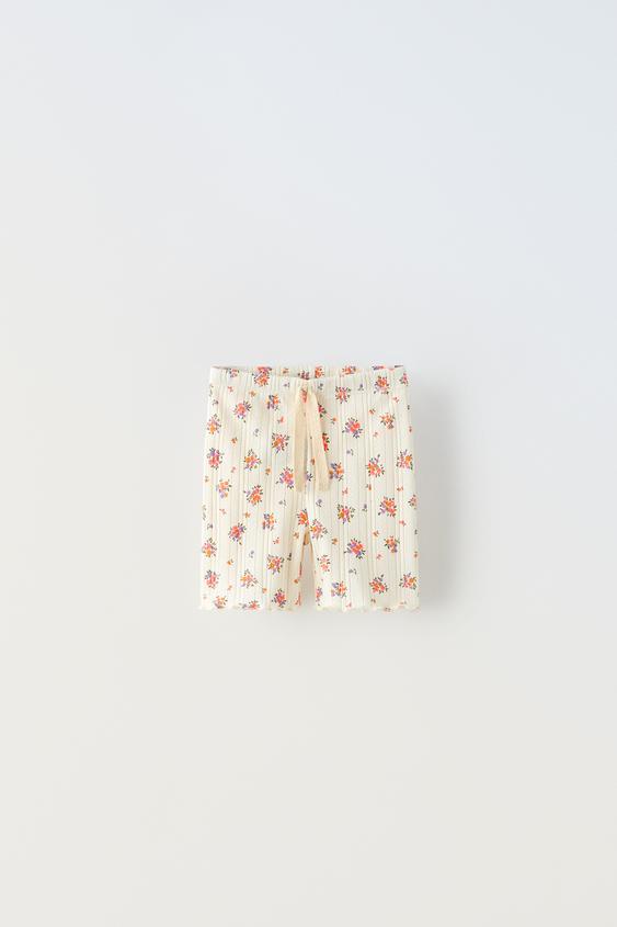 FLORAL POINTELLE CYCLING SHORTS Ecru ZARA India