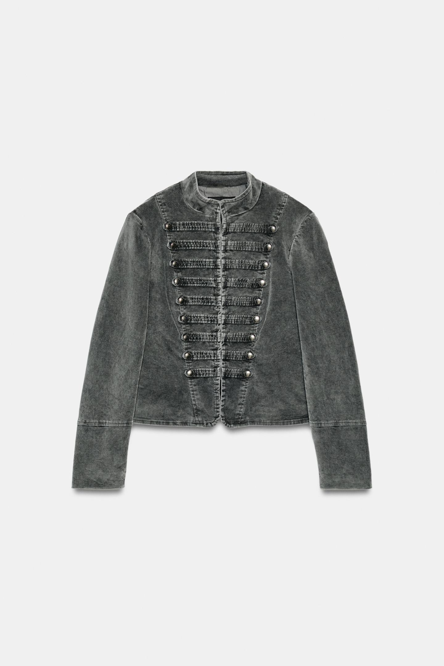 Женская куртка Zara Fitted Velvet, цвет: Серый — фото 6
