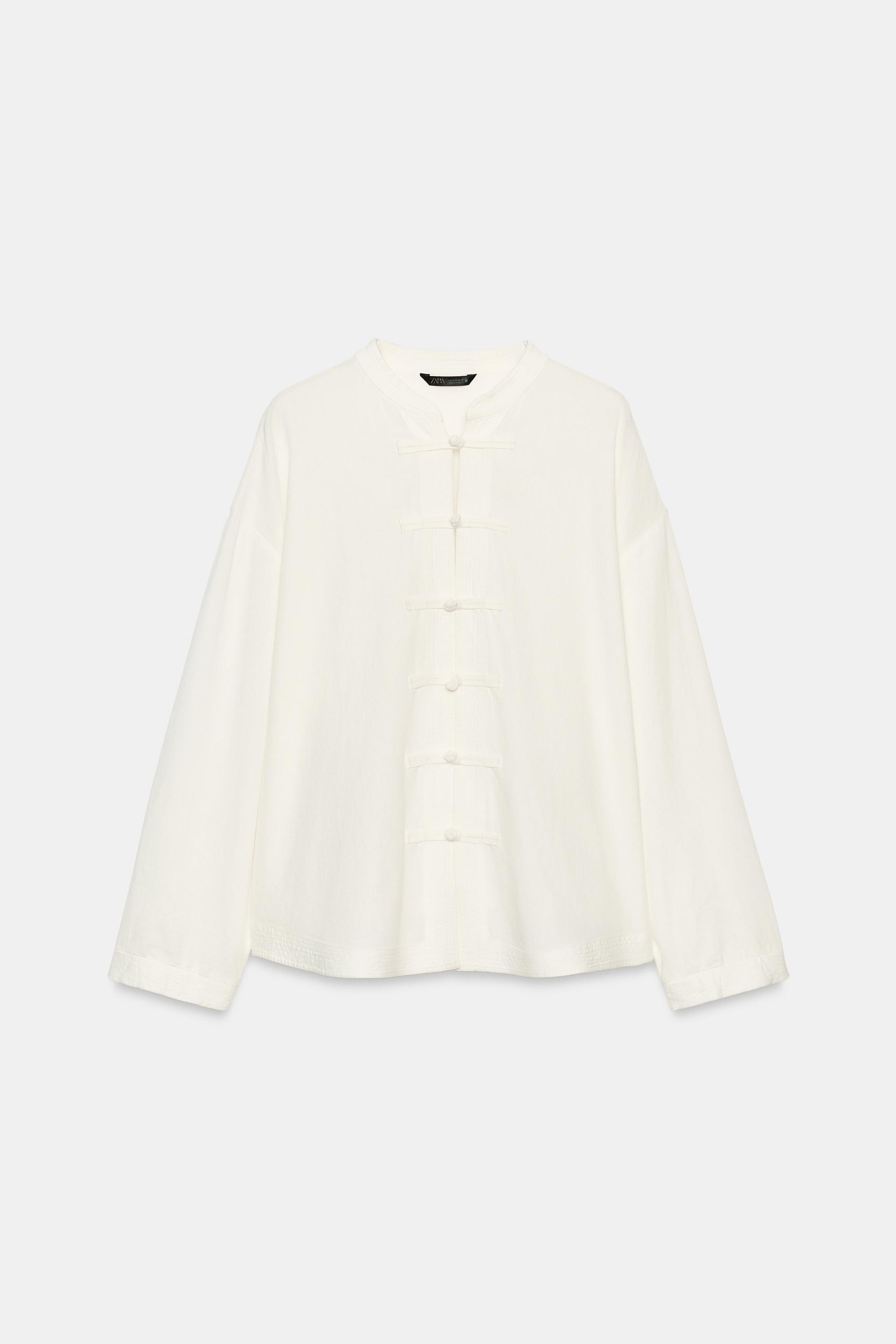 LINEN OVERSIZED SHIRT WITH FROG FASTENING thumbnail 8