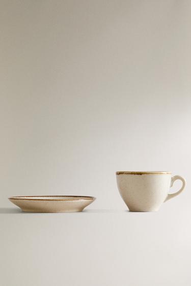 TASSE À THÉ PORCELAINE BORD EFFET ANTIQUE - Écru clair de Zara - Image 4