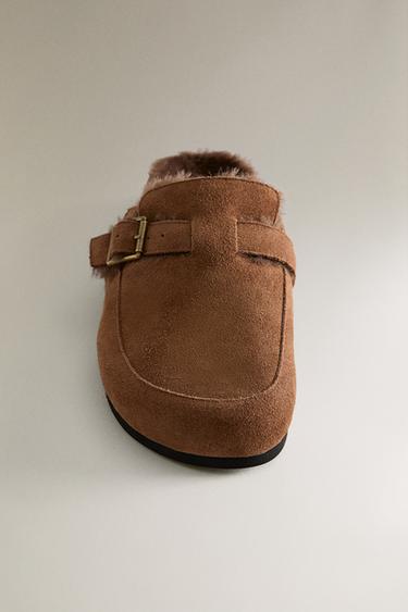 WARM LEATHER CLOGS WITH BUCKLE - Brown by Zara - Image 4