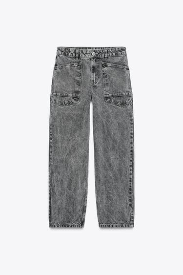 JEANS TRF CARROT TIRO ALTO - Gris topo de Zara
