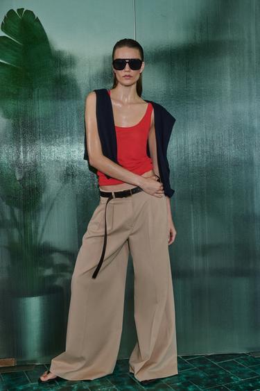 WIDE LEG PLOOIBROEK ZW COLLECTION - Beige van Zara