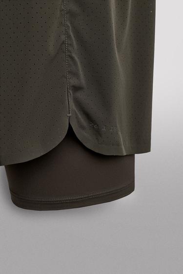 2-IN-1 PERFORATED SHORTS - Dark brown by Zara - Image 8