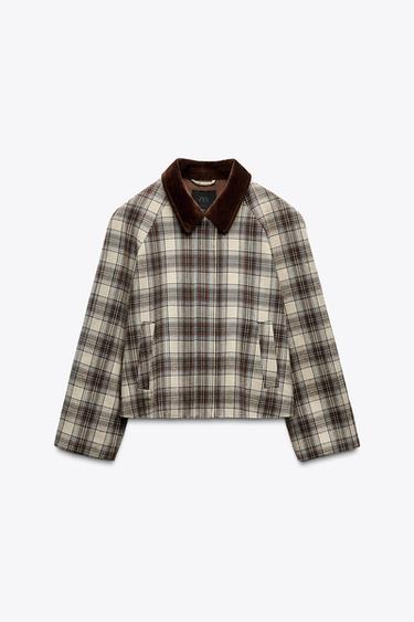 VESTE CAPE À CARREAUX - Marron-Bleu de Zara - Image 2