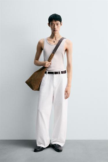 Zara 寬鬆版型牛仔褲 - 白色