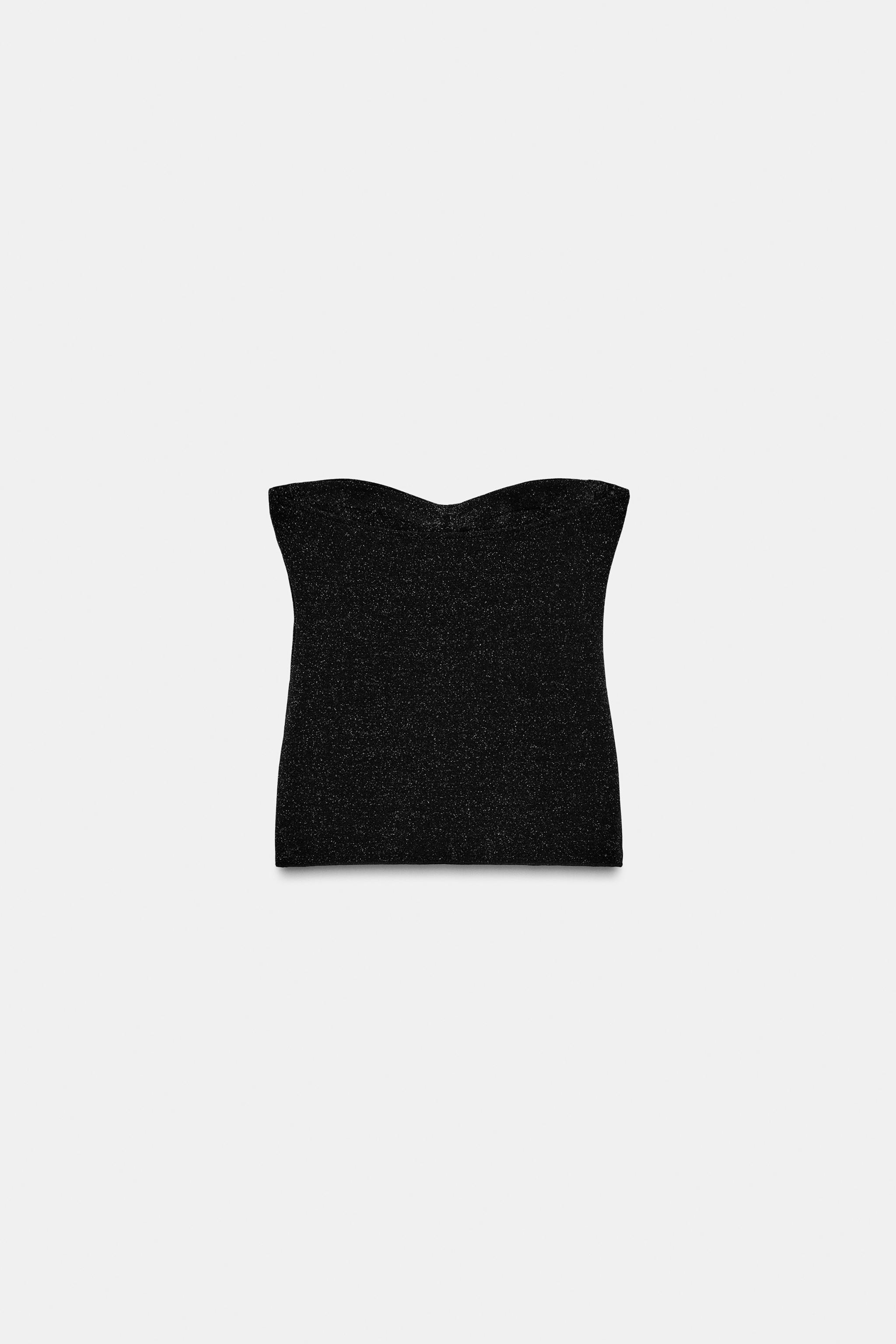 SHINY STRETCH BANDEAU TOP