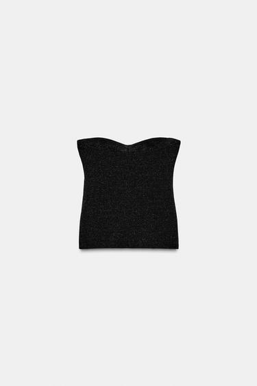 HAUT BUSTIER STRETCH BRILLANT - Noir de Zara - Image 7