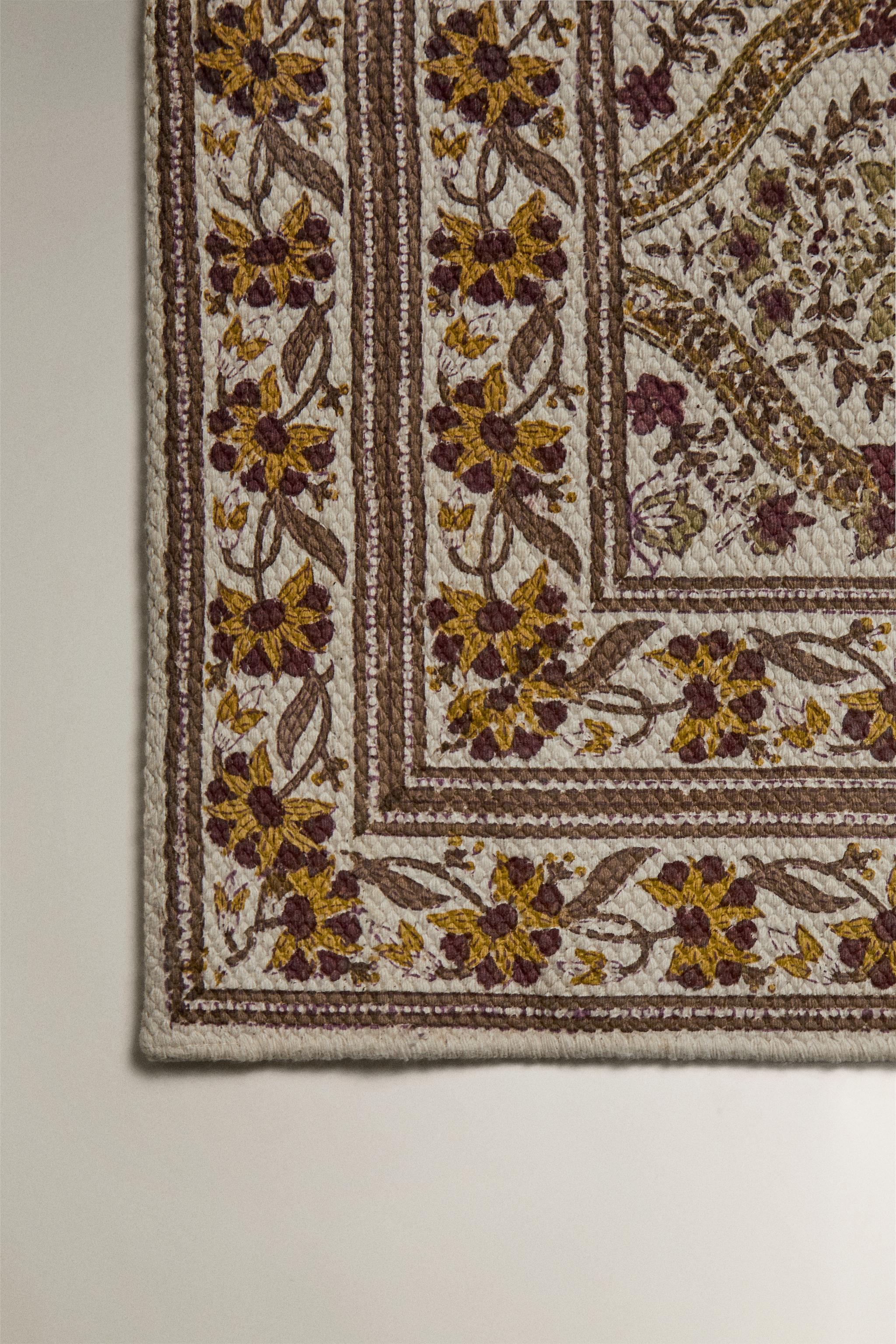 PAISLEY PRINT COTTON RUG — Burgundy