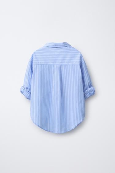 PACK CHEMISE OXFORD RAYÉE AVEC T-SHIRT EN RÉSILLE - Bleu de Zara - Image 2