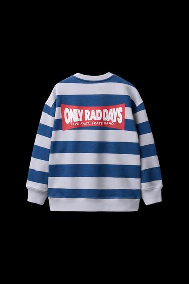 STRIPE AND TEXT SWEATSHIRT - Blue by Zara
