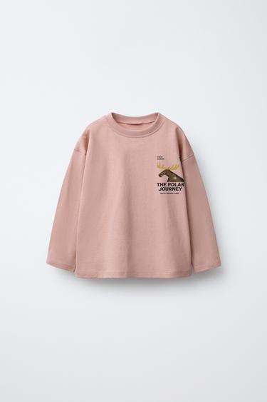 T-SHIRT IMPRIMÉ MONTAGNE - Rose foncé de Zara
