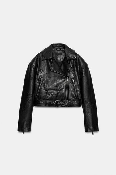 BLOUSON DE MOTARD À ÉPAULETTES EN MATIÈRE SYNTHÉTIQUE - Noir de Zara - Image 5