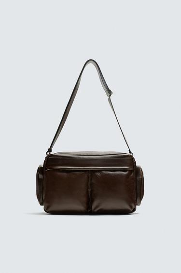 BANDOLERA PIEL MULTIBOLSILLOS - Marrón de Zara