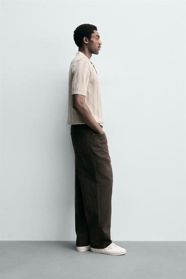 POLO EN MAILLE REGULAR FIT STRUCTURÉ - Écru / Beige de Zara - Image 3