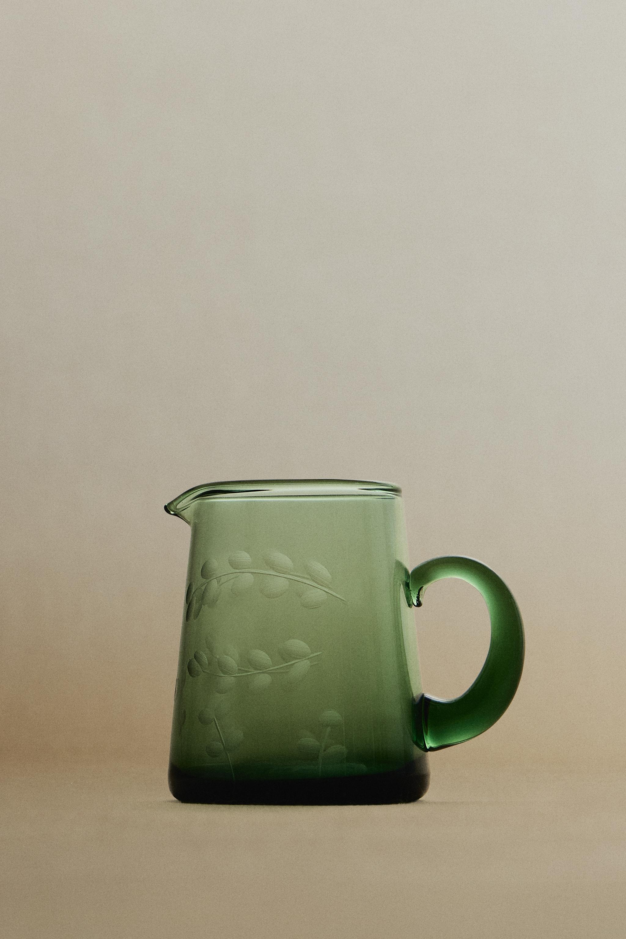 CHRISTMAS GLASS LEAF MILK PITCHER