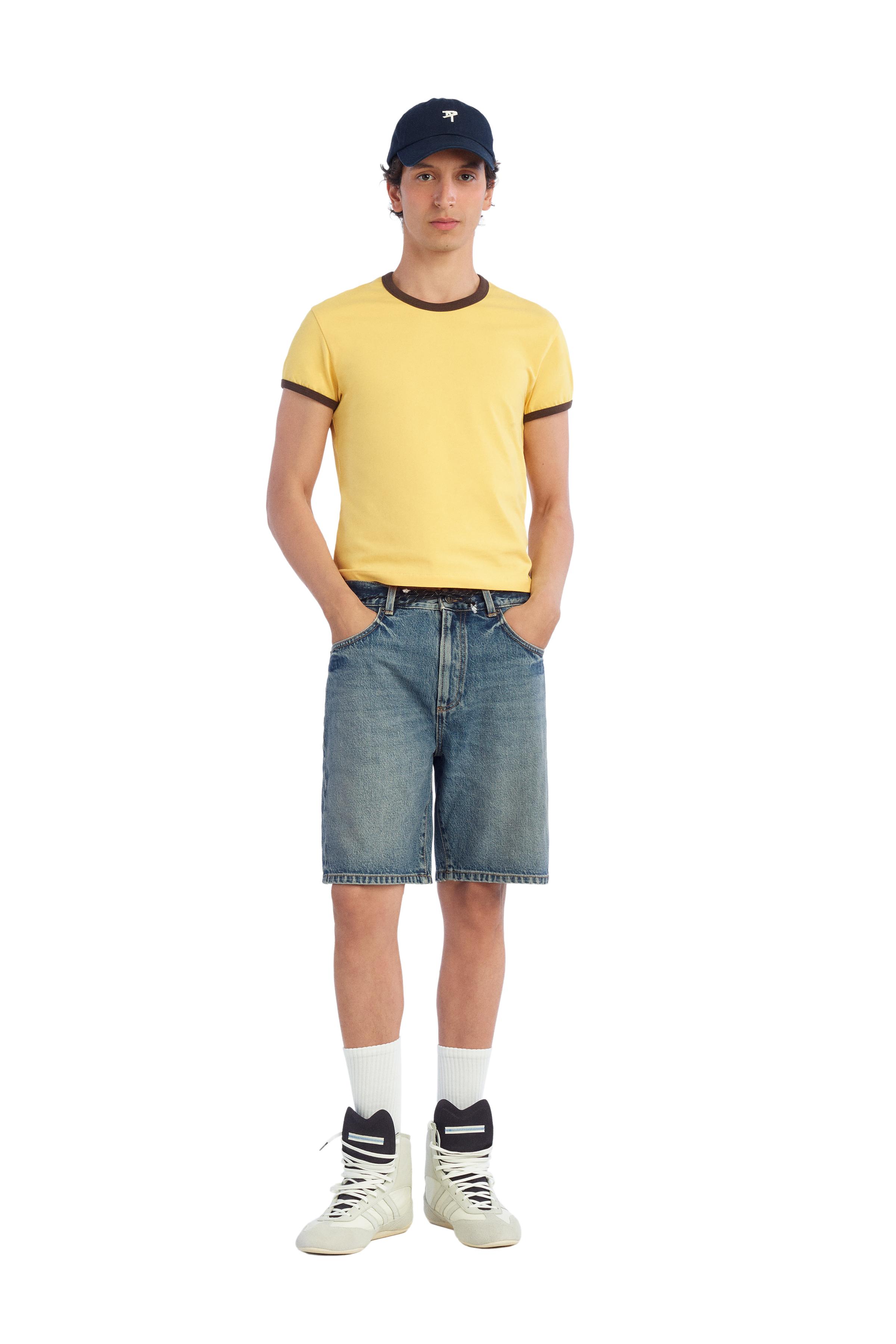 Zara SLIM FIT FİTİLLİ KONTRAST T-SHIRT görsel 6