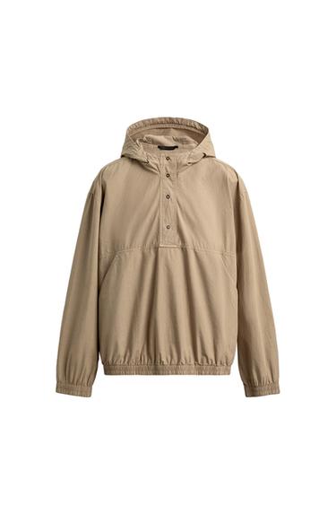 RELAXED FIT HOODED ANORAK - Beige by Zara