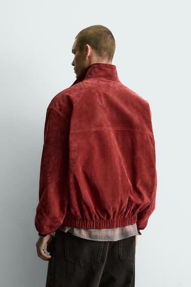 BLOUSON EN CUIR COUPE DÉCONTRACTÉE - BORDEAUX de Zara - Image 2