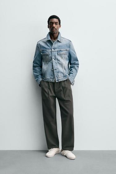 RELAXED FIT TROUSERS WITH SIDE TABS - Brown by Zara