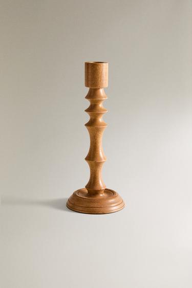 Zara WOOD CANDLESTICK - Light beige - Image 0