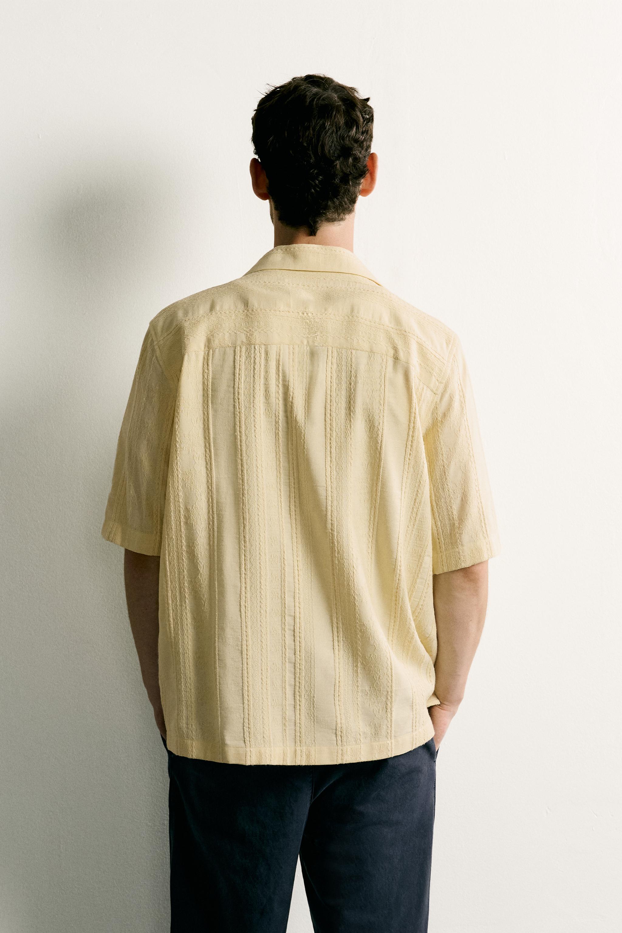 Мужские рубашки Zara REGULAR FIT STRIPED JACQUARD SHIRT — фото 3