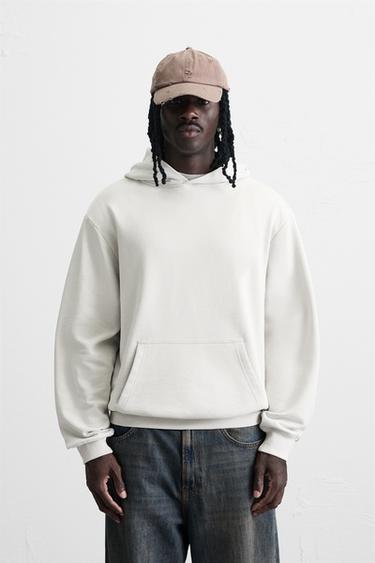 HOODIE CAPUCHA BÁSICA - Gris perla de Zara