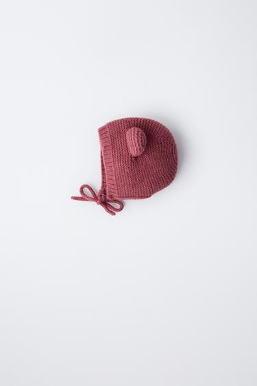 KNITTED BONNET WITH EARS - Pink by Zara