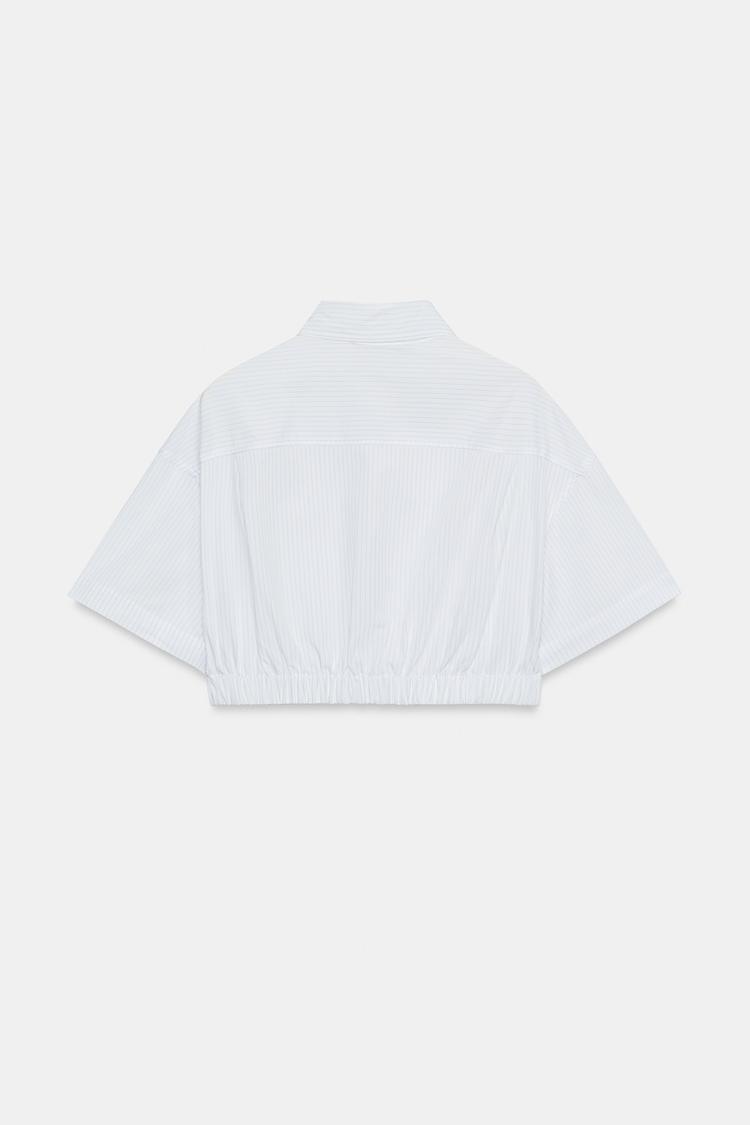Camisa corta de popelín a rayas 7
