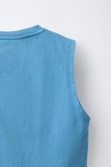 SLOGAN SLEEVELESS T-SHIRT - Blue by Zara - Image 3