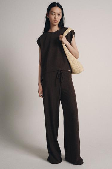 RUSTIC SLEEVELESS TOP - Anthracite grey by Zara