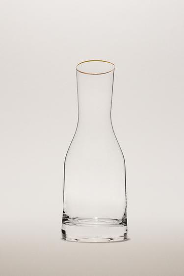 BOHEMIA CRYSTAL BOTTLE WITH GOLD RIM - Gold by Zara