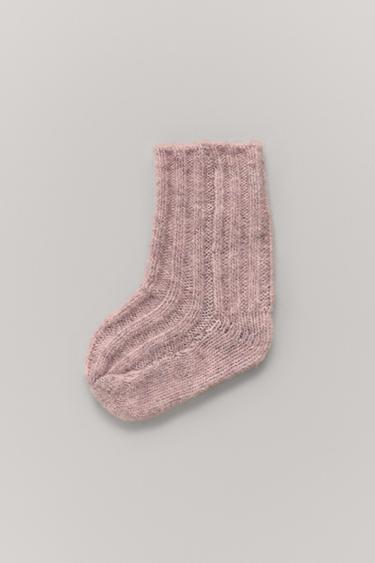 MEIA DE MALHA CANELADA - Rosa-claro da Zara
