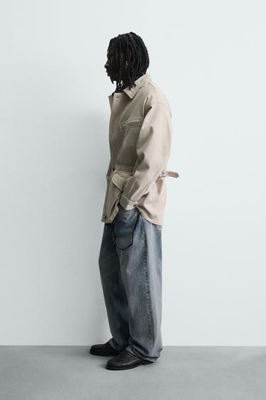 DENIM JACKET WITH POCKETS - Ecru by Zara - Image 3