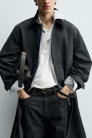 WAXED TRENCH COAT - Blue by Zara - Image 4