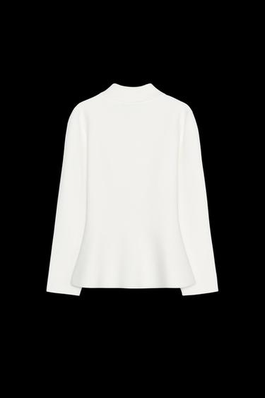 CHAQUETA PUNTO LISO PEPLUM - Blanco de Zara