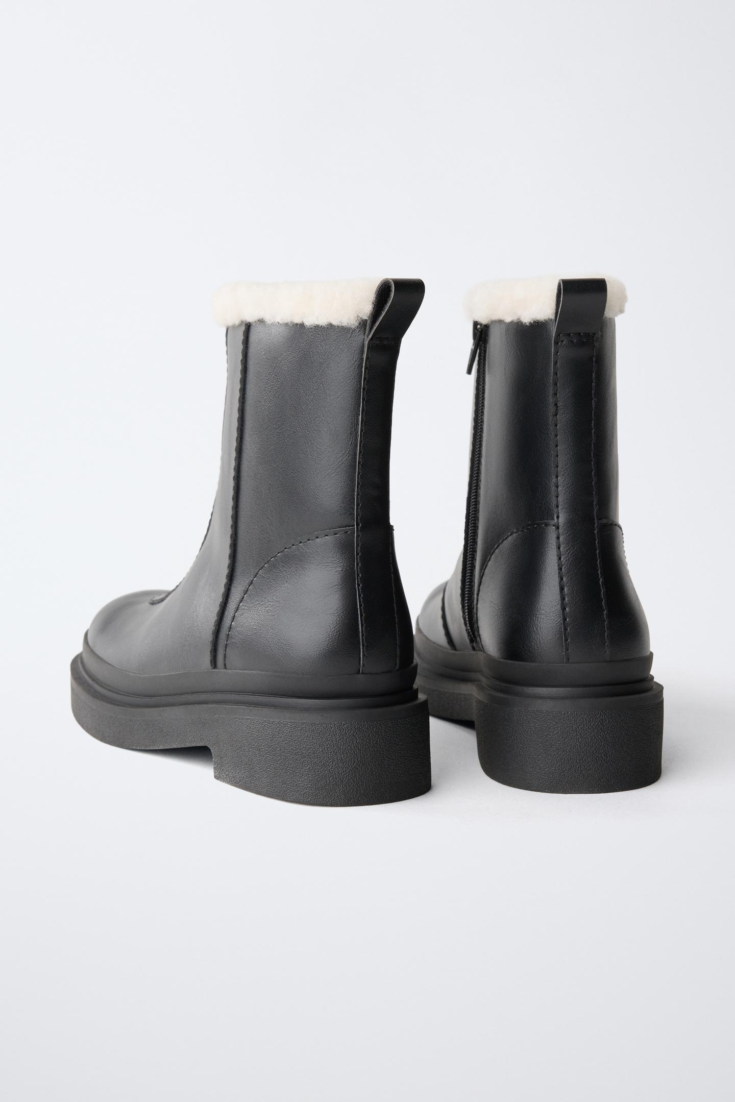 Детские ботинки Zara Lined Zip-Up Ankle, цвет: Чёрный — фото 5
