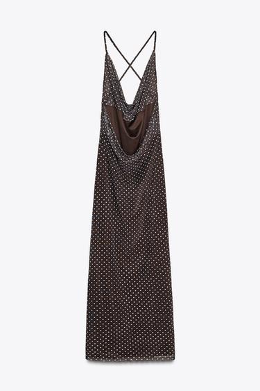 ROBE LONGUE À POIS - Marron / Écru de Zara - Image 5